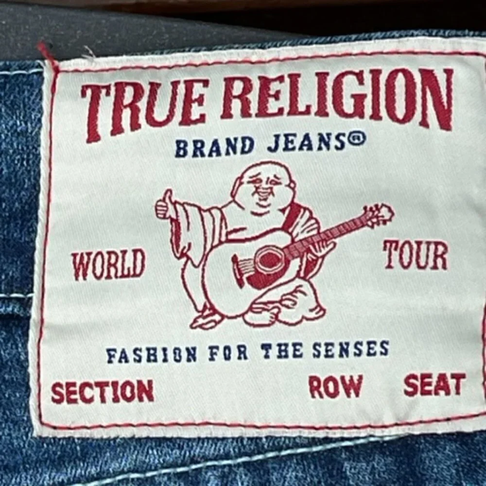 True Religion Geno SN Flap Relaxed Slim Blue Men's Size 33 X 32 Jeans NEW $159